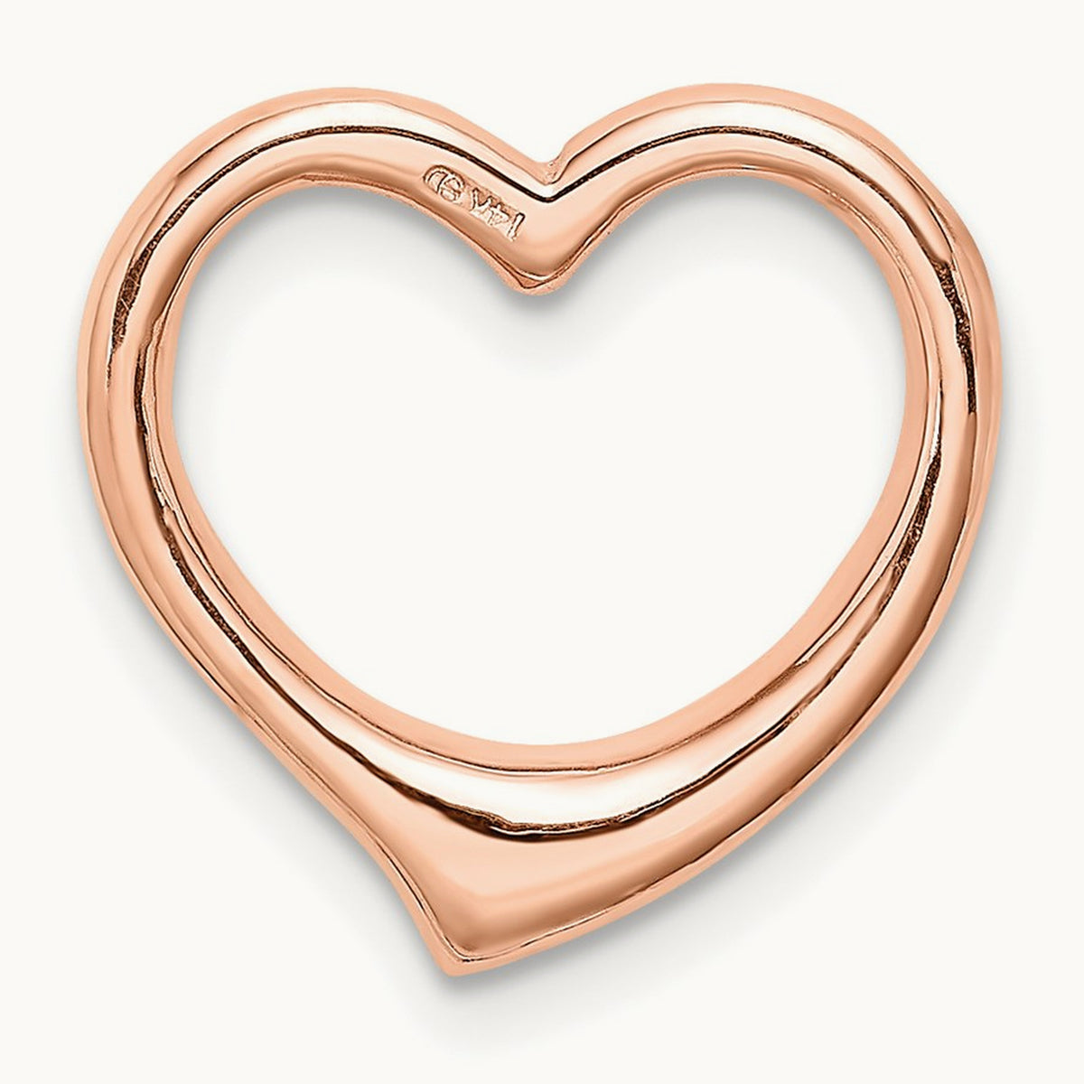 Polished Heart Chain Slide — 14K Rose Gold, 15.5mm