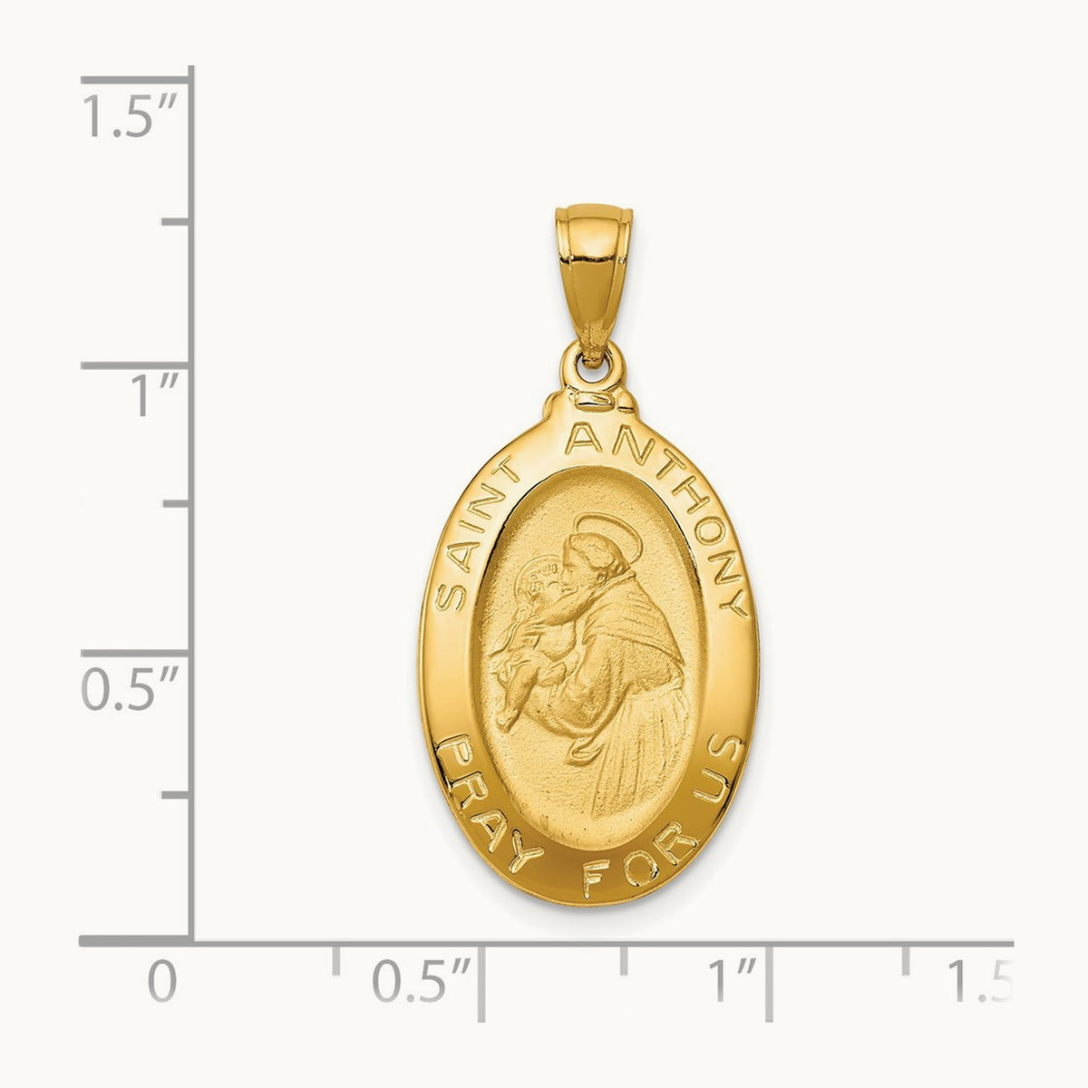 Saint Anthony Oval Medal Solid Pendant, 14K