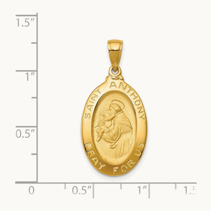 Saint Anthony Oval Medal Solid Pendant, 14K