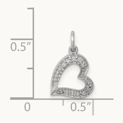 1/20ct. Diamond Curved Heart Charm, 14K White Gold