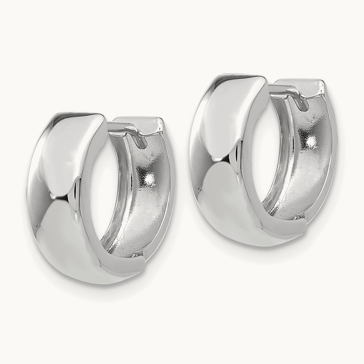 Polished Hinged Hoop Earrings, 14K White Gold