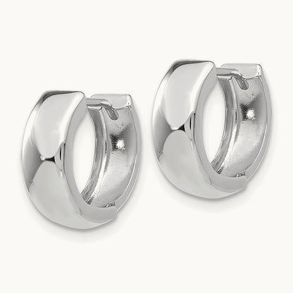 Polished Hinged Hoop Earrings, 14K White Gold
