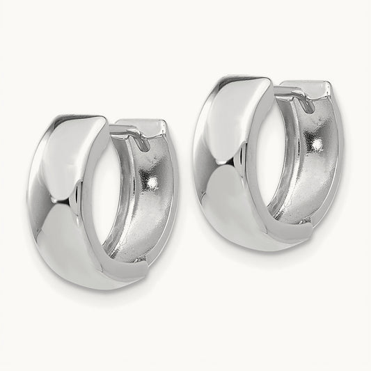 Polished Hinged Hoop Earrings, 14K White Gold