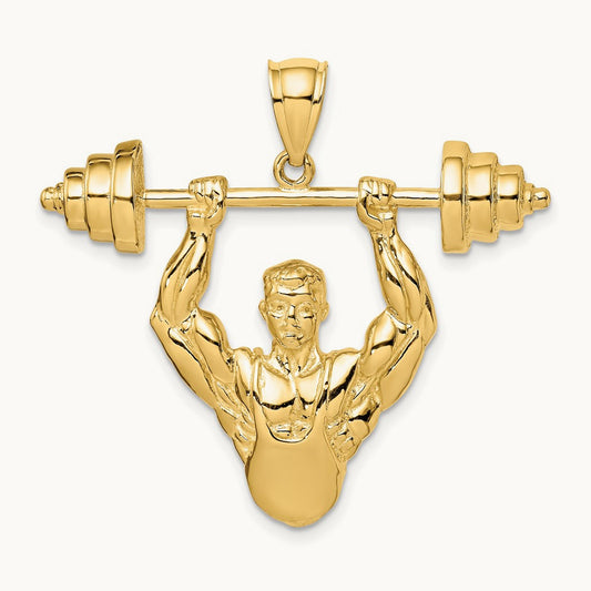 Bodybuilder Pendant, 14K
