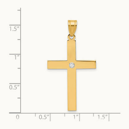 Polished .02ct. Diamond Cross Pendant, 14K