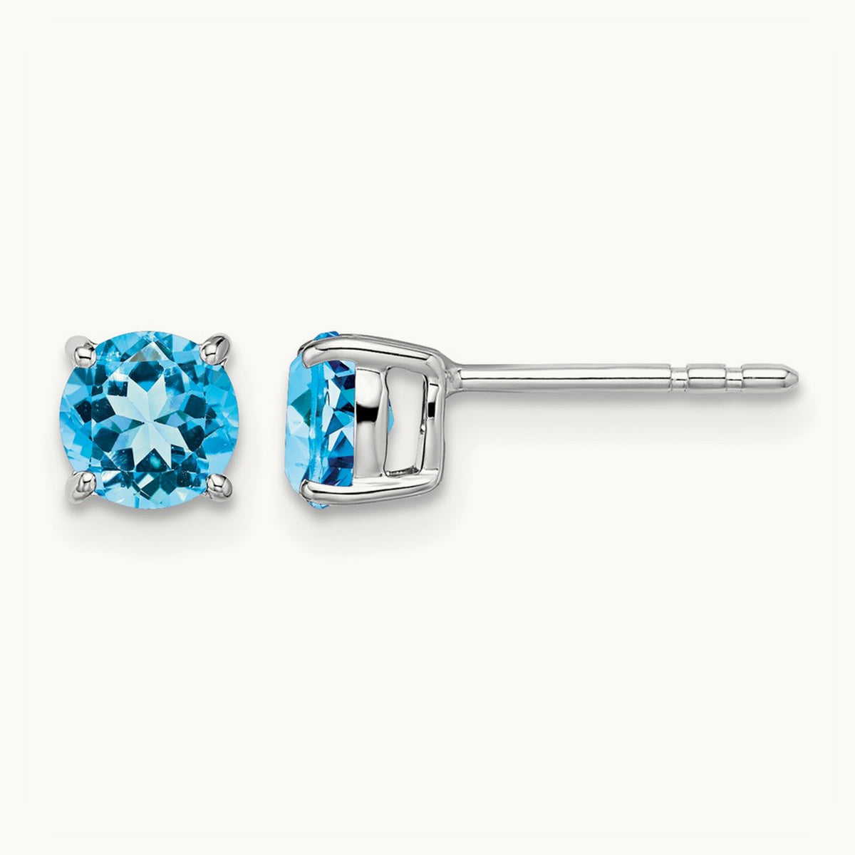 Round Blue Topaz Earrings — 5.2mm