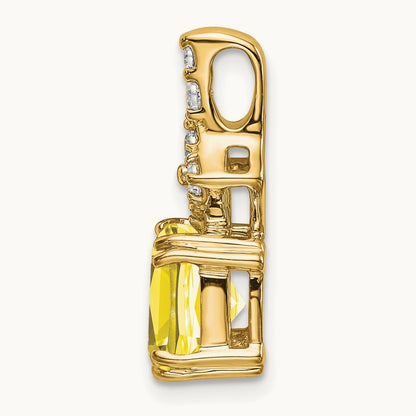 Created Yellow Sapphire Pendant, 0.20 ct tw Lab-Grown Diamond