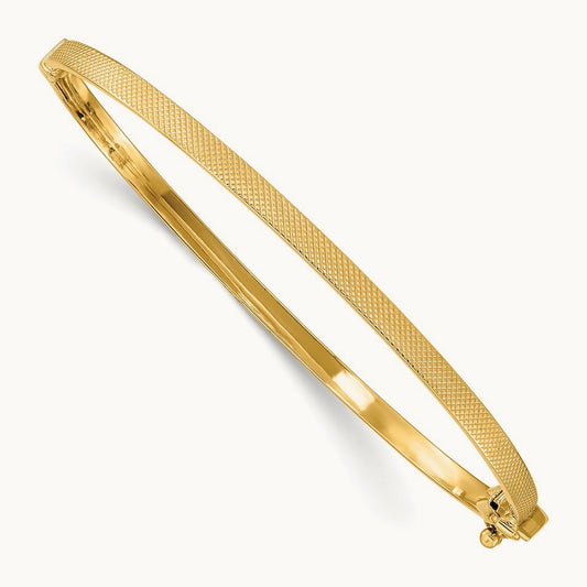 Textured Hinged Bangle, 14K