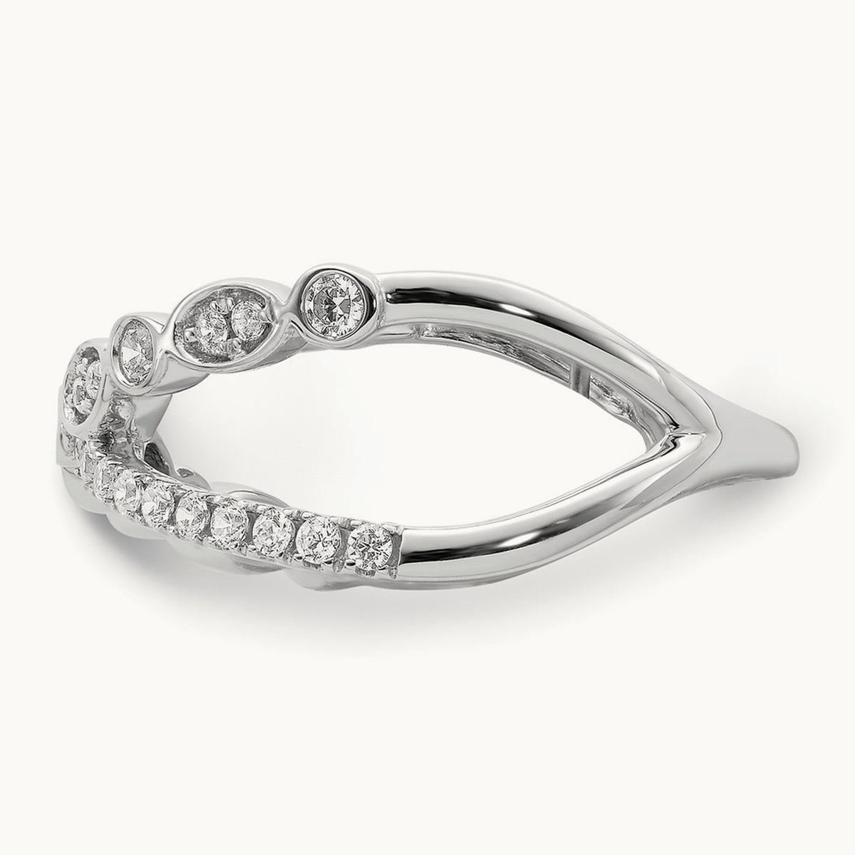 Polished Criss Cross Diamond Ring, 14K White Gold