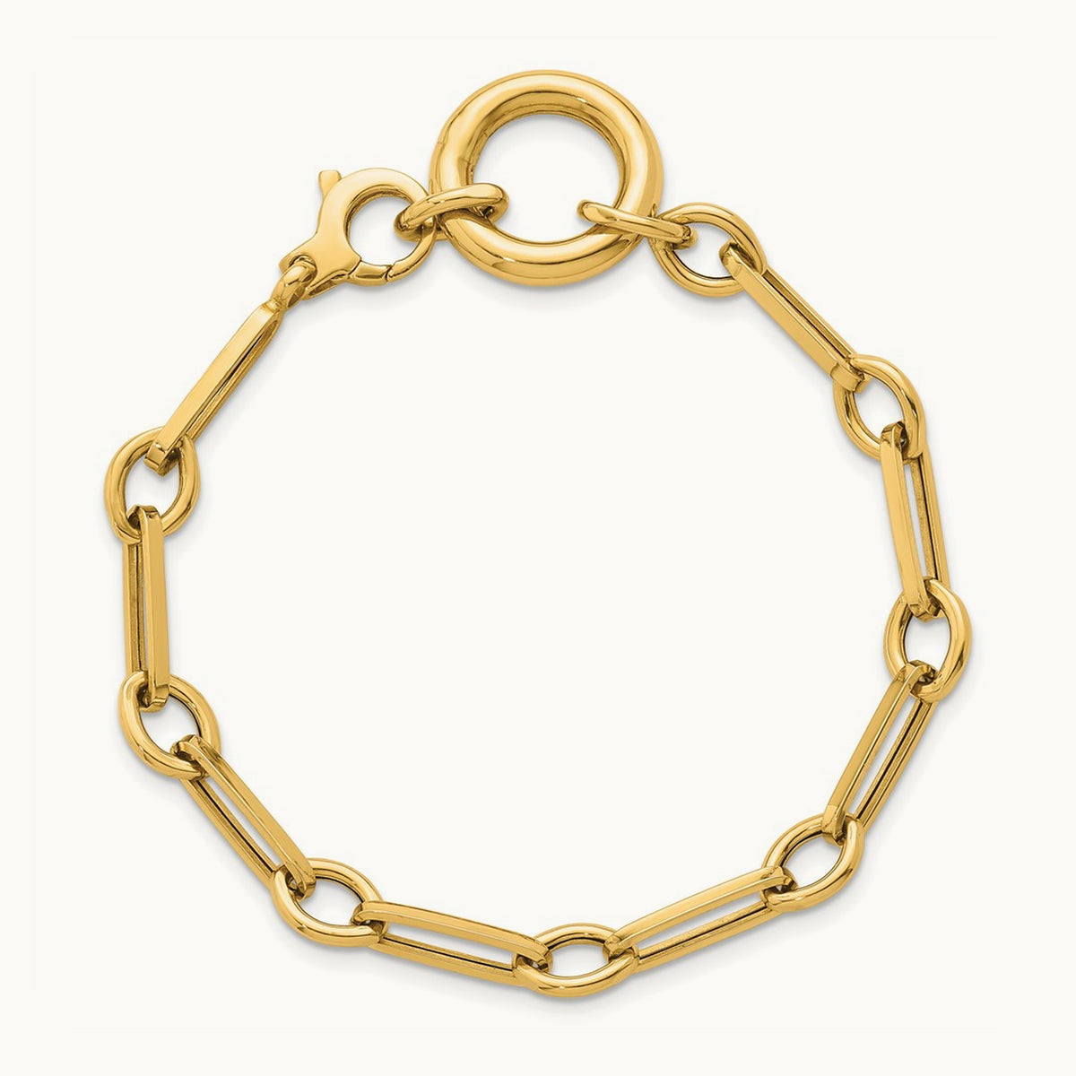 Polished 7.75in Fancy Link with Circle Bracelet, 14K