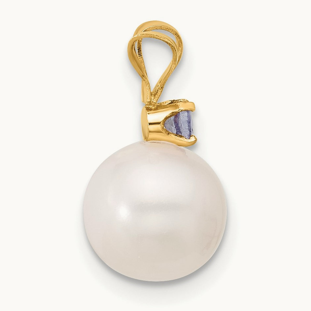 Tanzanite 8- White Round FWC Pearl Pendant, 8.5mm, 14K