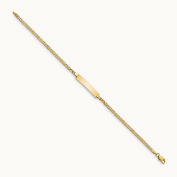 Semi-Solid Polished Anchor Link ID Bracelet, 14K