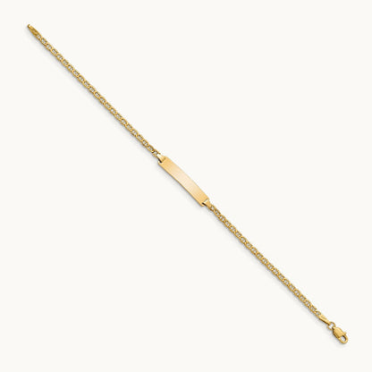 Semi-Solid Polished Anchor Link ID Bracelet, 14K
