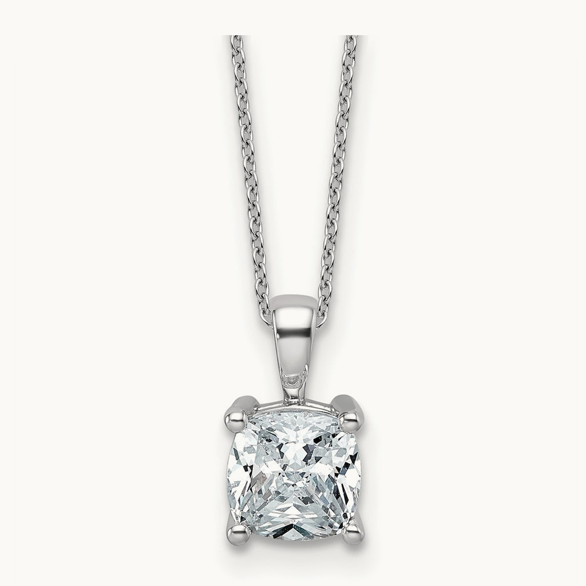 Cushion Pendant Necklace, 0.50-2.00 ct tw Lab-Grown Diamond — 2 ct, 14K White Gold