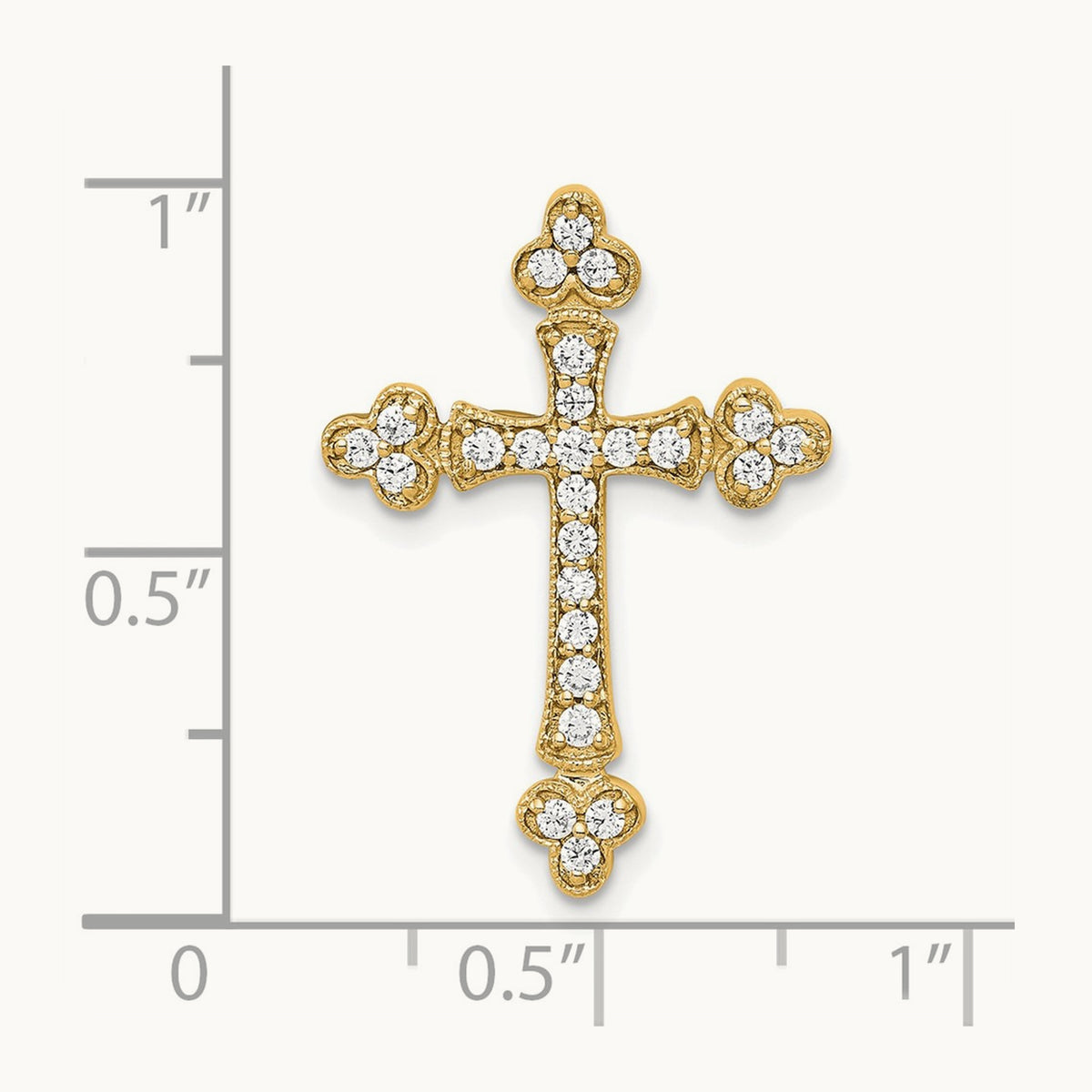Diamond Budded Cross Chain Slide — 14K Yellow Gold, 24.5mm