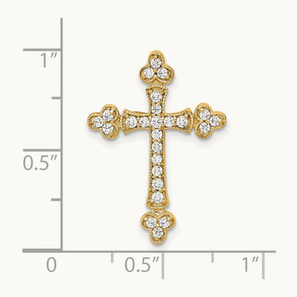 Diamond Budded Cross Chain Slide — 14K Yellow Gold, 24.5mm