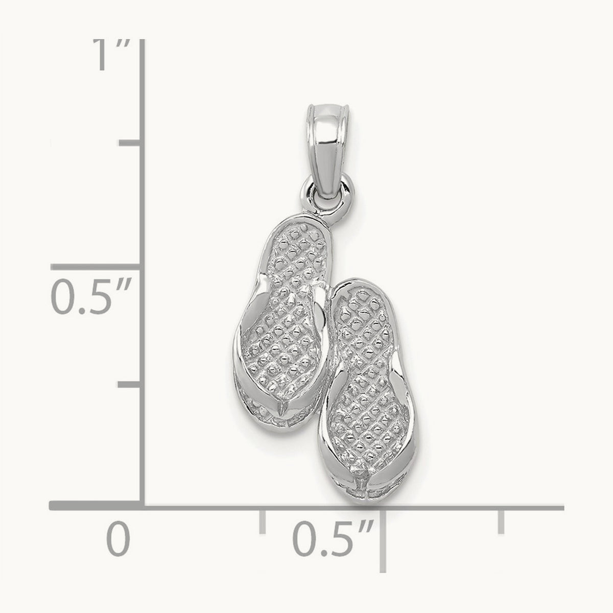 3D Flip Flops Pendant — 14K White Gold
