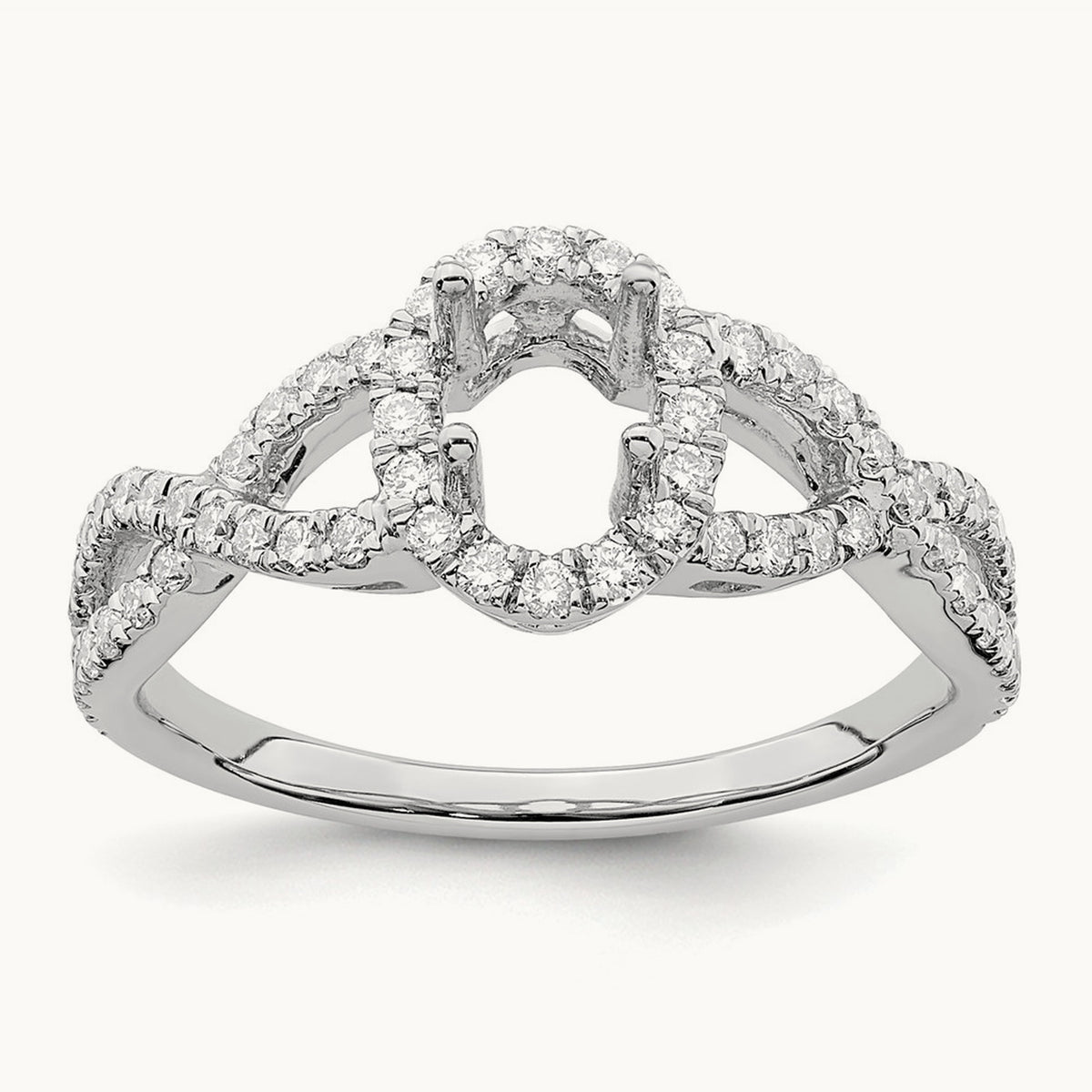 Oval Semi-Mount Halo Engagement Ring, 0.50 ct tw