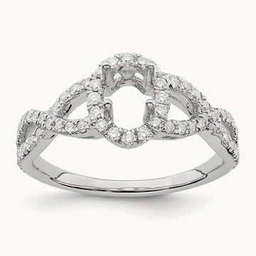Oval Semi-Mount Halo Engagement Ring, 0.50 ct tw