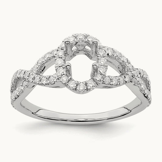 Oval Semi-Mount Halo Engagement Ring, 0.50 ct tw