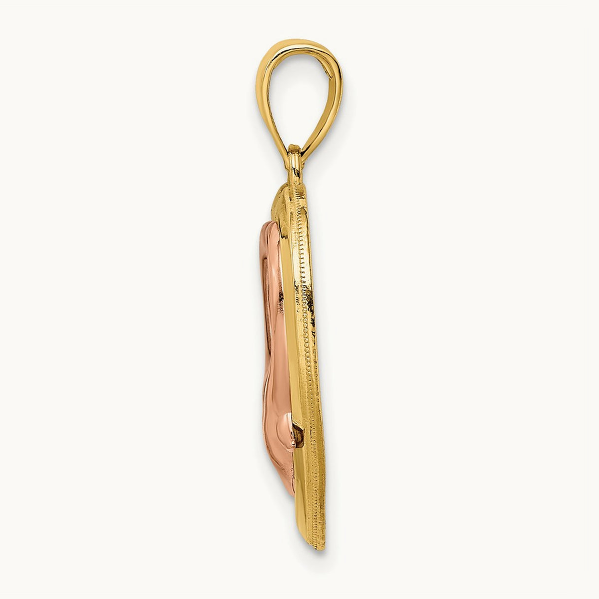 w/White Rhodium Dolphins In Heart Frame Charm, 14K Two-tone