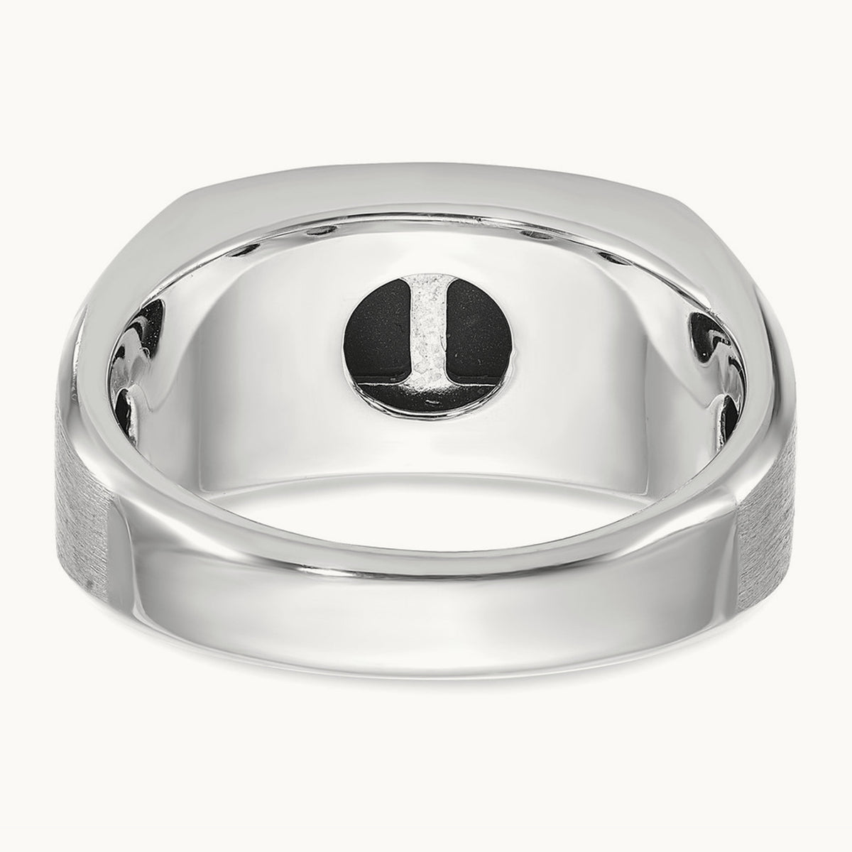 IBGoodman Men's Satin Onyx/Diamond Complete Ring, 14K White Gold