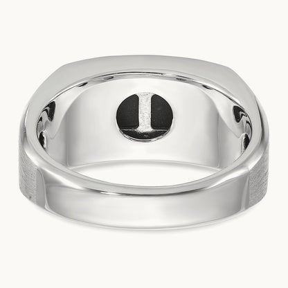 IBGoodman Men's Satin Onyx/Diamond Complete Ring, 14K White Gold
