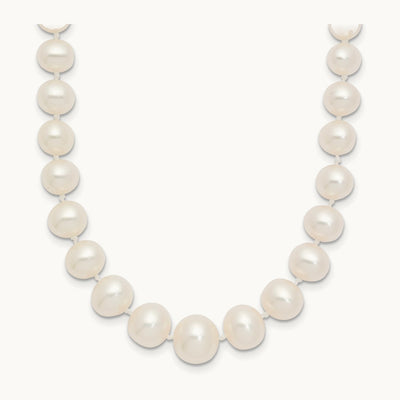 White Freshwater Cultured Pearl Graduated Necklace — 8mm