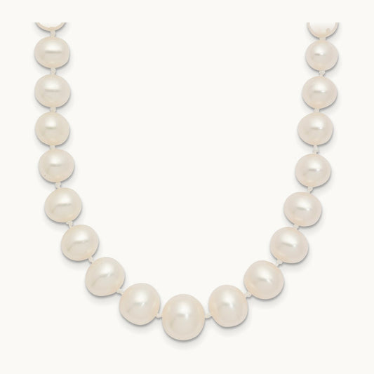 White Freshwater Cultured Pearl Graduated Necklace — 8mm