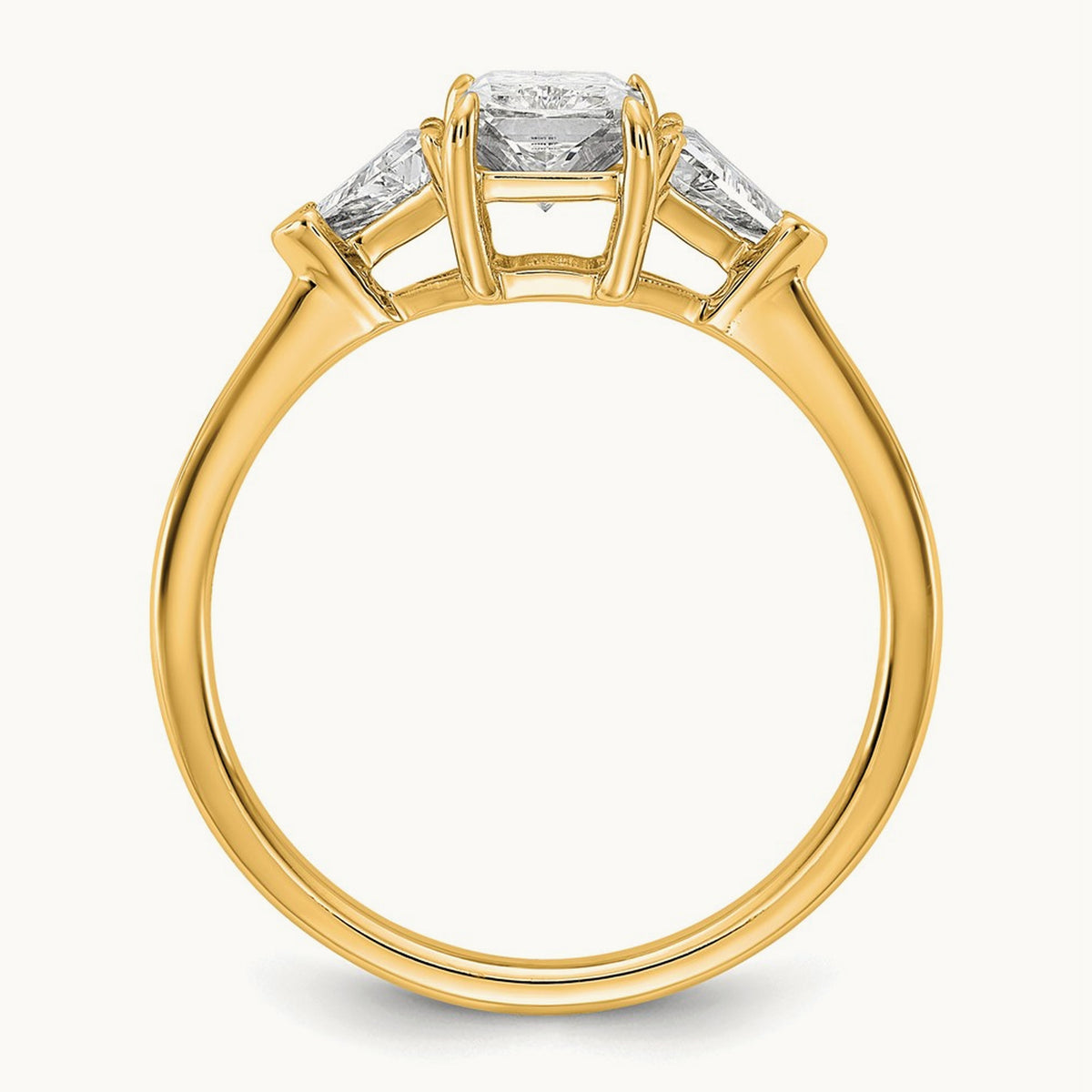 Radiant & Triangle Engagement Ring, 1.25-3.50 ct tw Lab-Grown Diamond — 1 3/8 ct, 14K Yellow Gold