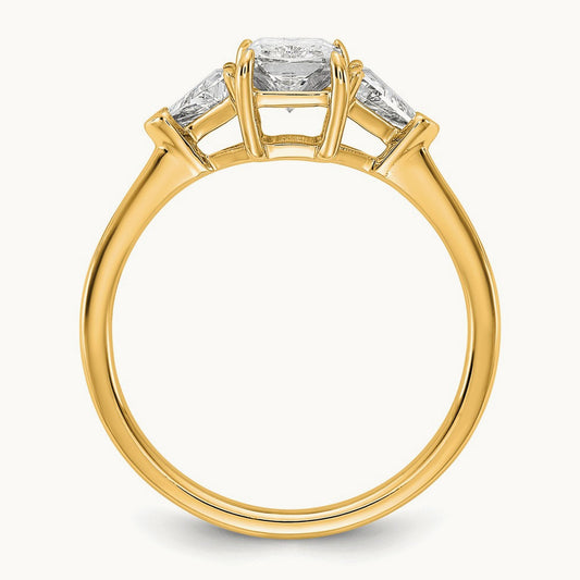 Radiant & Triangle Engagement Ring, 1.25-3.50 ct tw Lab-Grown Diamond — 1 3/8 ct, 14K Yellow Gold