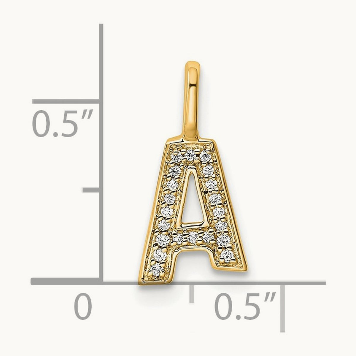 Diamond Letter A Initial Pendant, 14K Gold