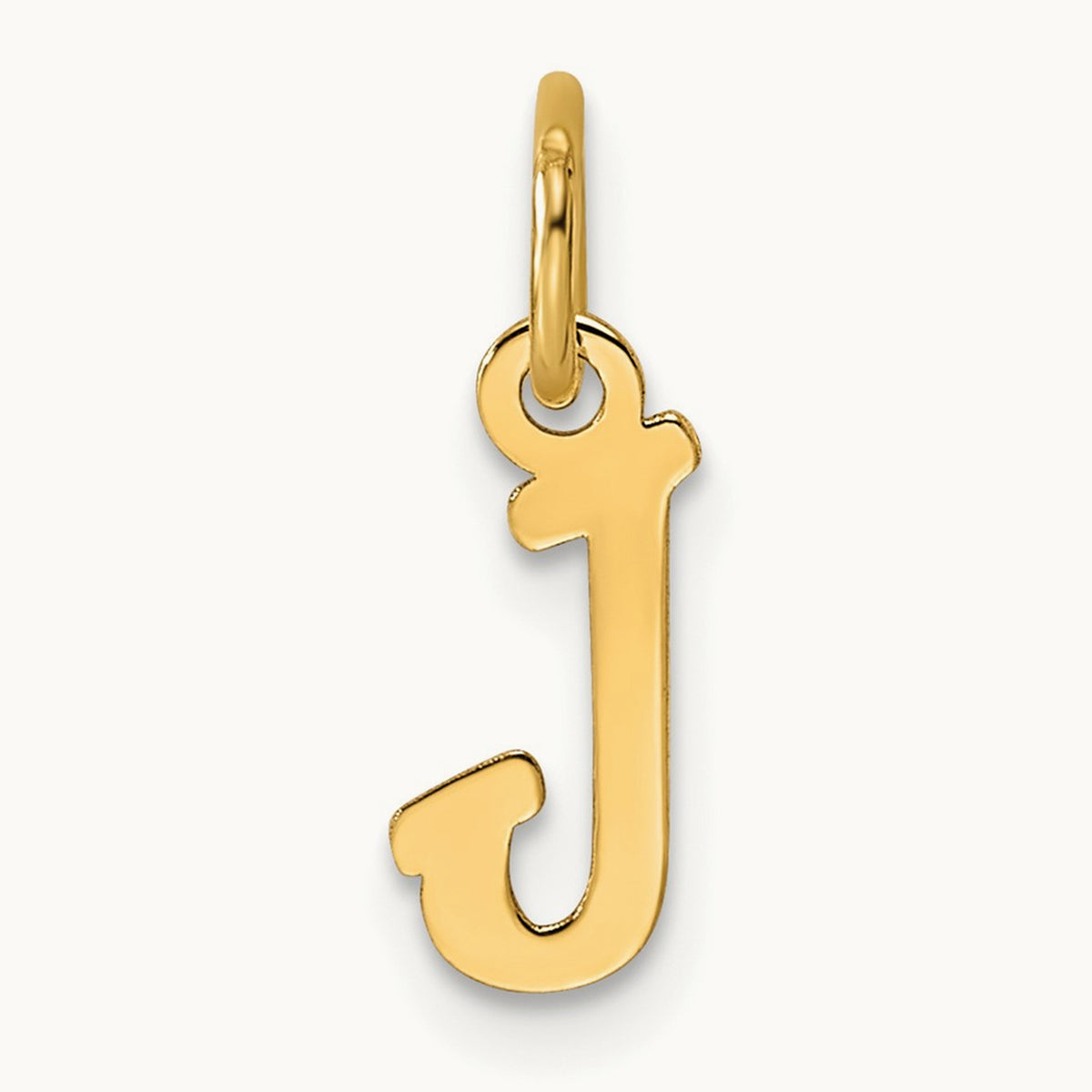 Small Script Letter J Initial Charm, 14K