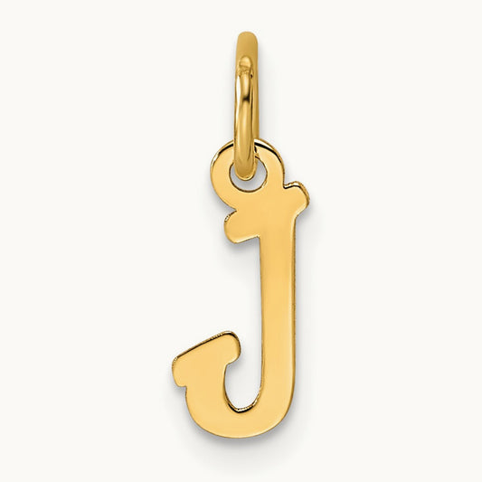 Small Script Letter J Initial Charm, 14K