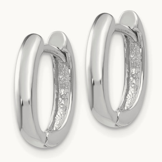Oval Hinged Hoop Earrings, 14K White Gold