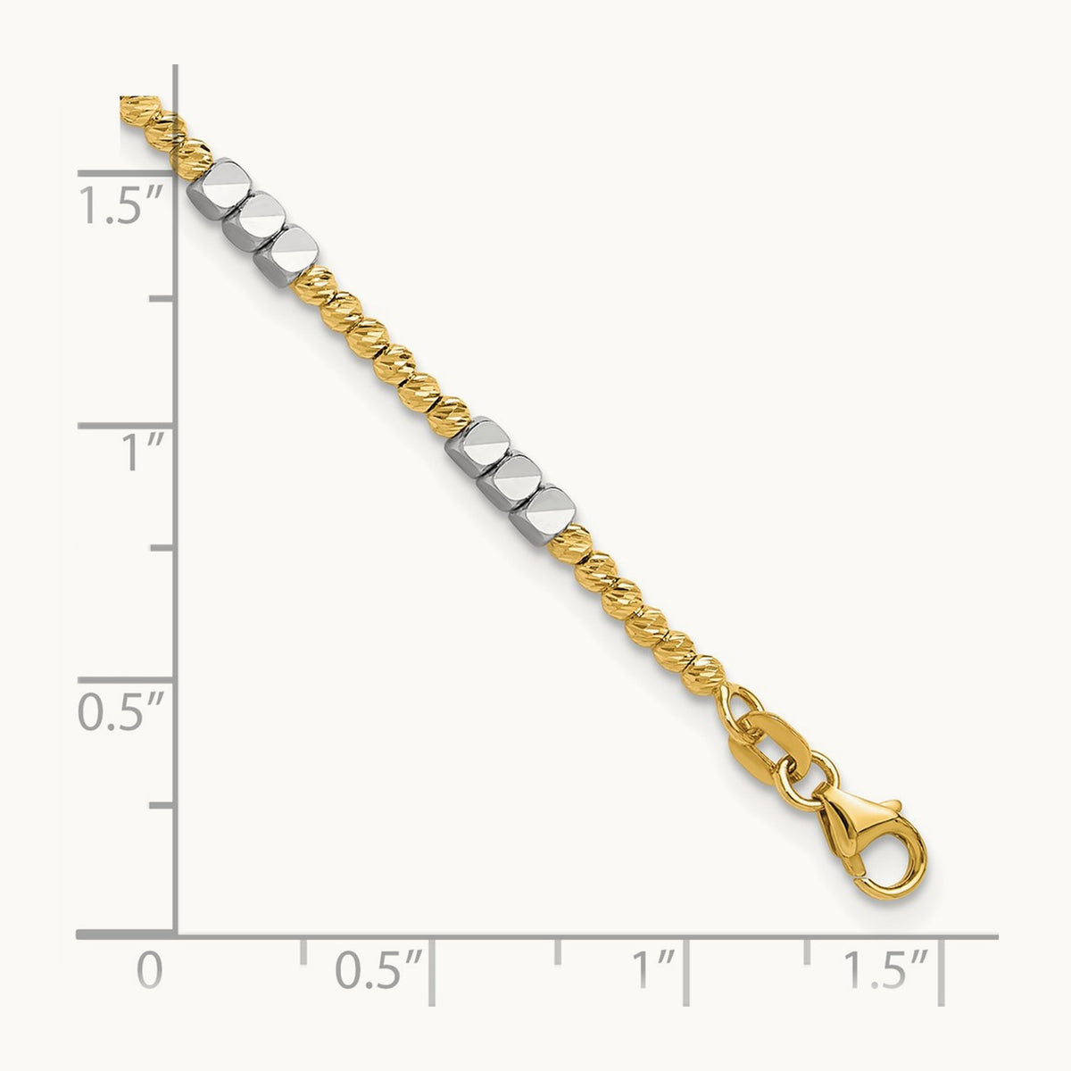 Diamond-cut Beaded 7.5in Bracelet, 14K Two-tone