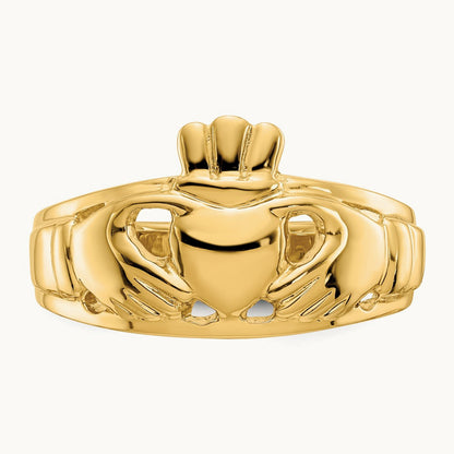 Polished Ladies Claddagh Ring, 14K