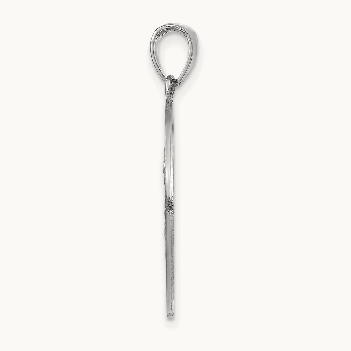 Polished / Satin Christopher Medal Charm, 14K White Gold