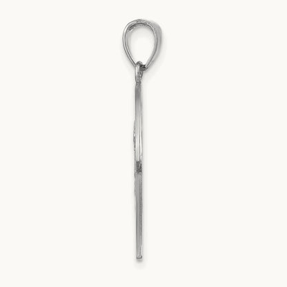 Polished / Satin Christopher Medal Charm, 14K White Gold