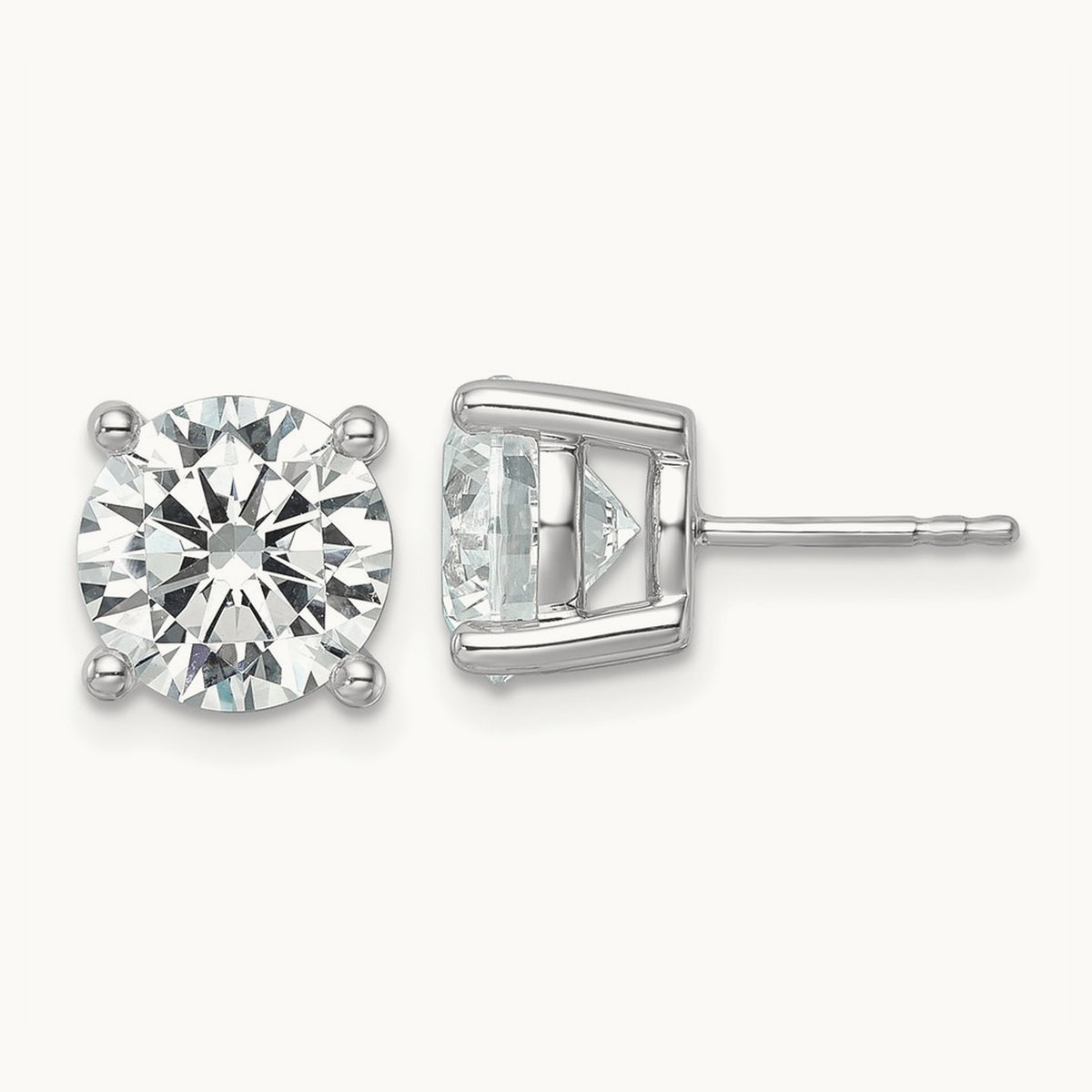 Round Lightweight Earrings, 0.25-6.00 ct tw Lab-Grown Diamond — 6 ct, 10K White Gold