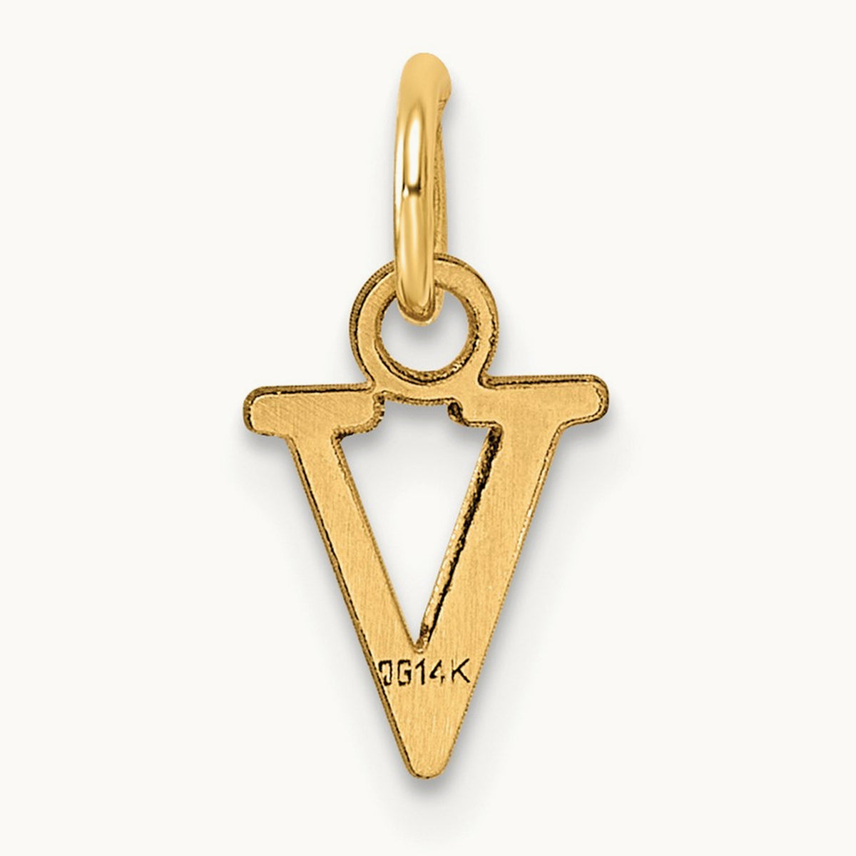 Cutout Letter V Initial Pendant, 14K Yellow Gold