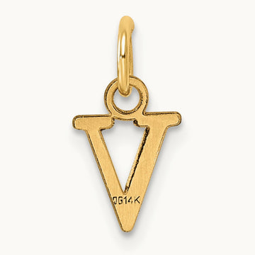 Cutout Letter V Initial Pendant, 14K Yellow Gold