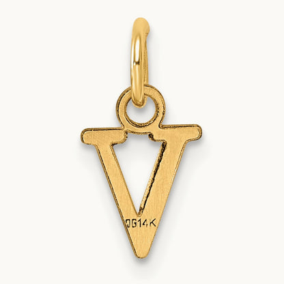 Cutout Letter V Initial Pendant, 14K Yellow Gold