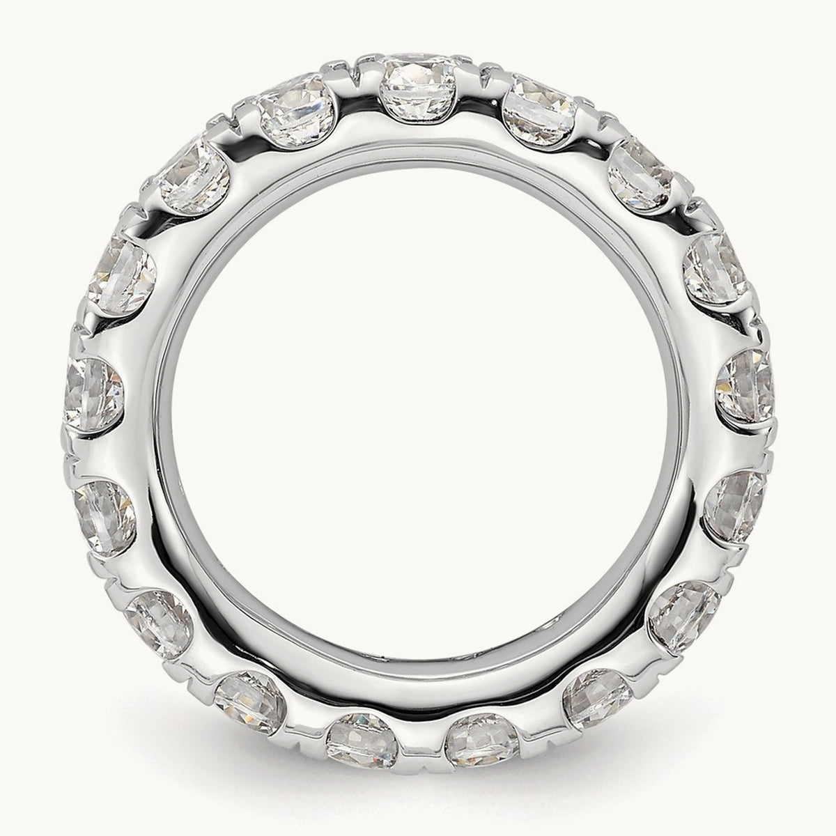 Polished U Shared Prong Diamond Eternity Band, 3.00 ct tw — 14K White Gold