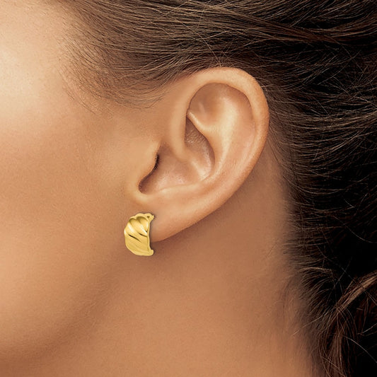 Polished and Grooved J-Hoop Post Earrings — Leslie's — photo set