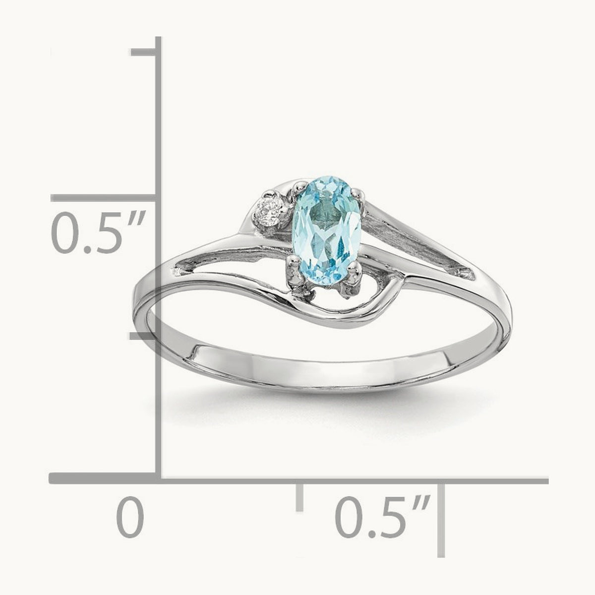 Blue Topaz Diamond Ring, 14K White Gold
