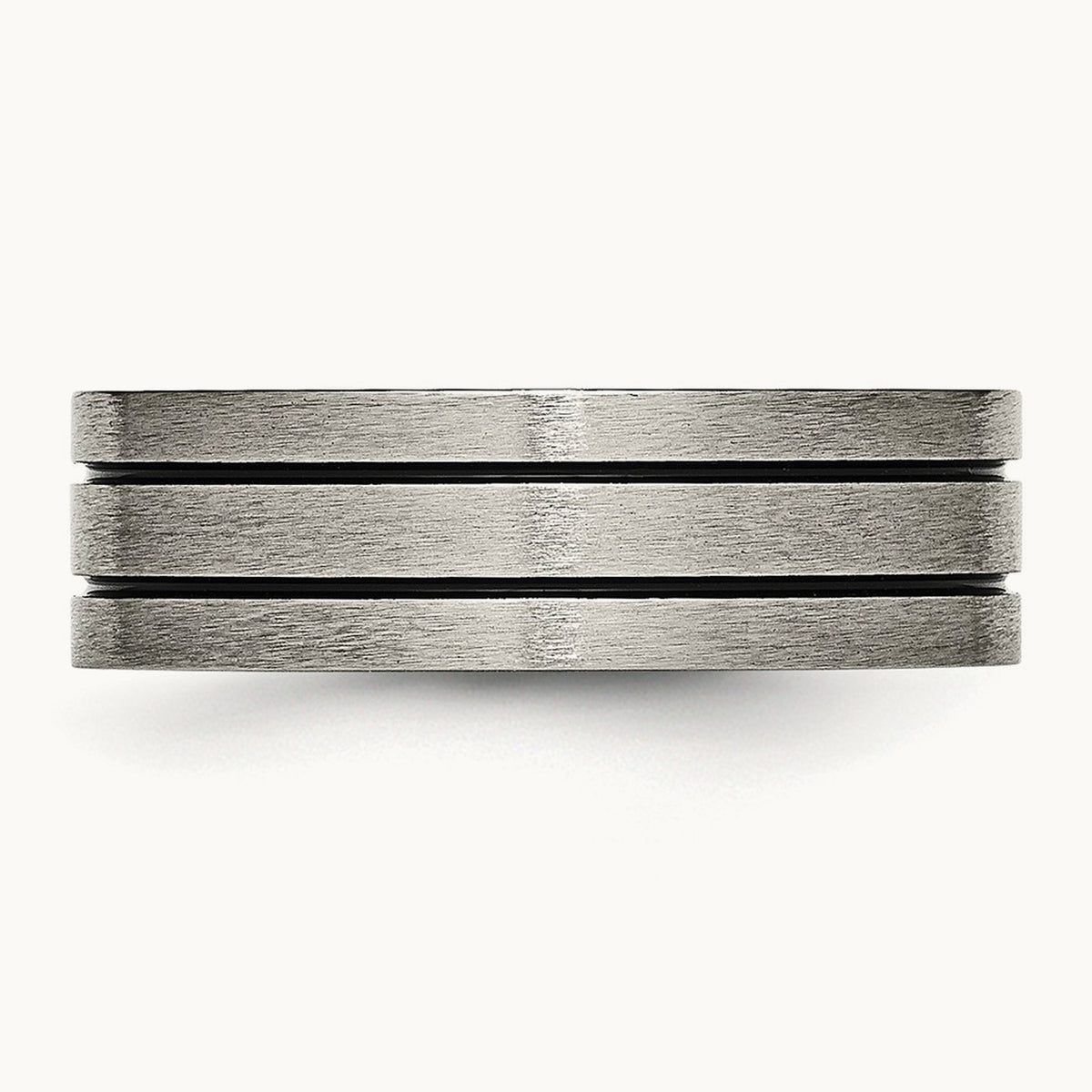 Brushed Black Enamel Grooved Flat Band — photo set