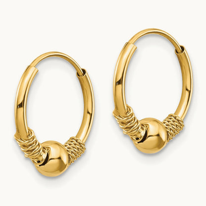 Madi K Endless Hoop w/Bead Earrings, 14K