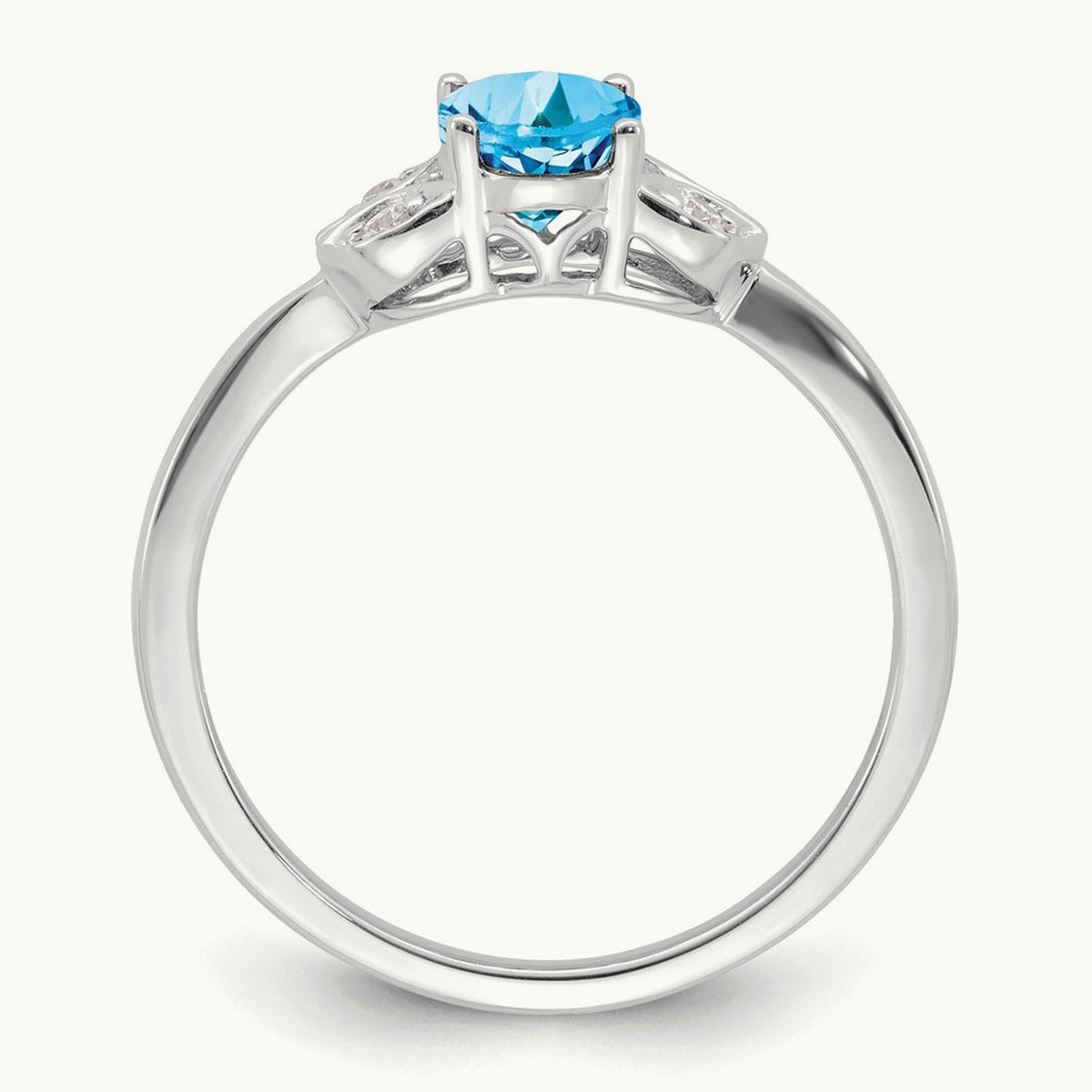 Blue Topaz and Diamond Ring, 14K White Gold
