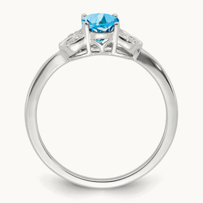 Blue Topaz and Diamond Ring, 14K White Gold